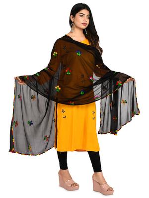 black chiffon embroidered dupatta - 18324710 - Standard Image - 2