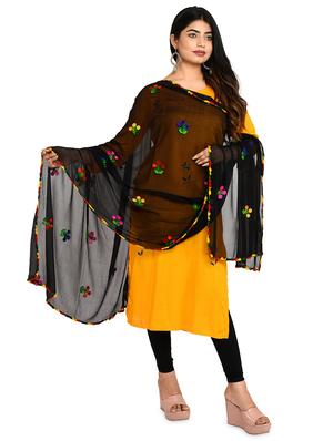 black chiffon embroidered dupatta - 18324710 - Standard Image - 3