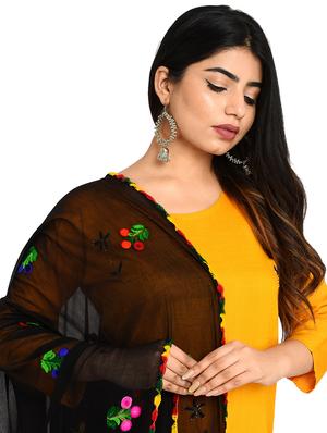 black chiffon embroidered dupatta - 18324710 - Standard Image - 4
