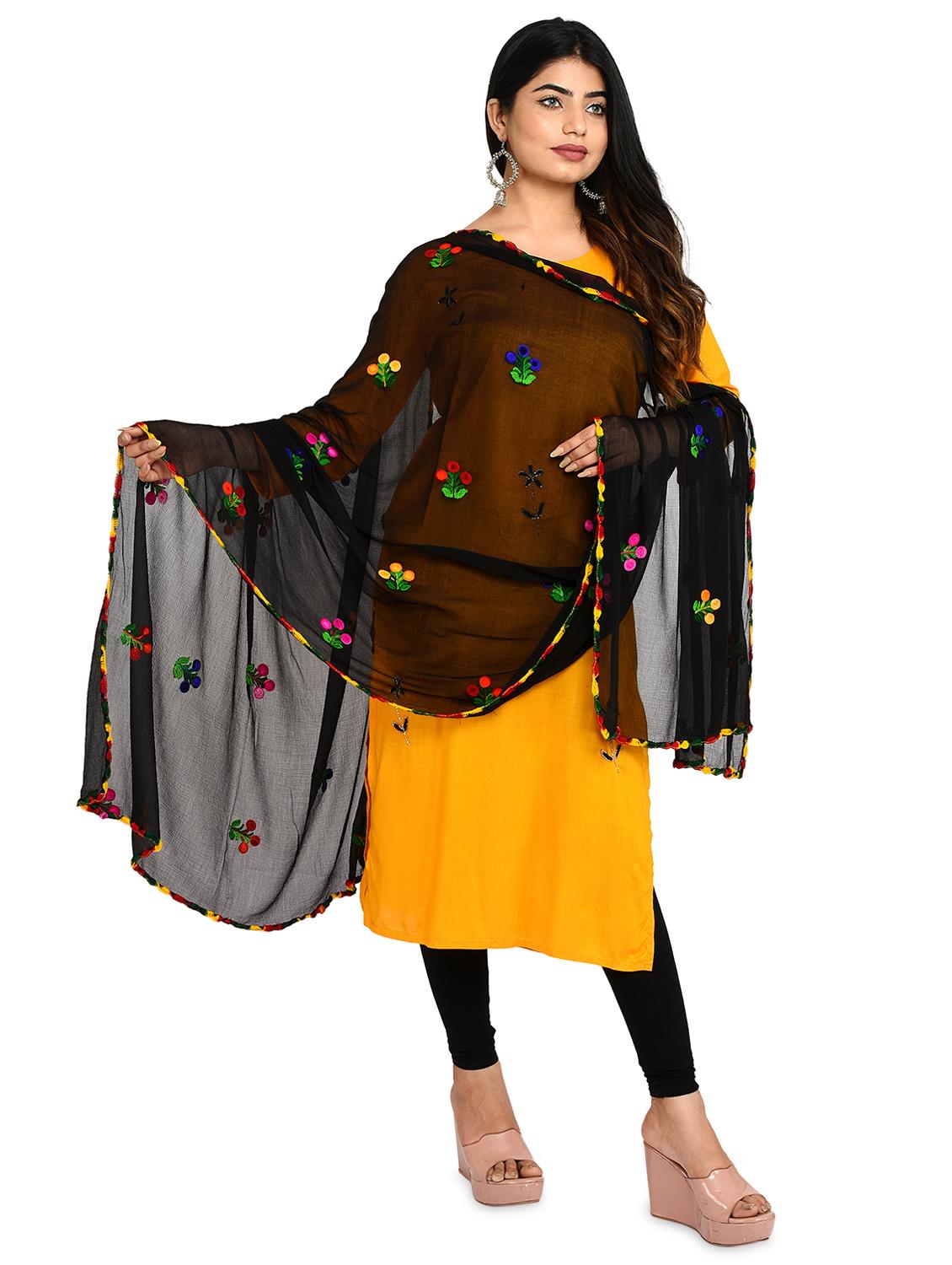 black chiffon embroidered dupatta - 18324710 - Zoom Image - 3
