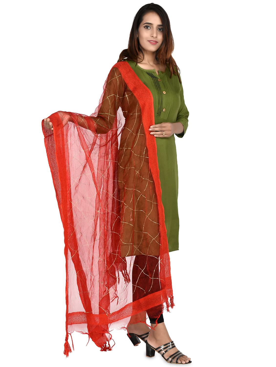 red chiffon embroidered dupatta - 18324729 - Zoom Image - 2