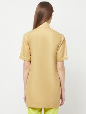 stand collar solid long shirt - 18324823 - Standard Image - 3