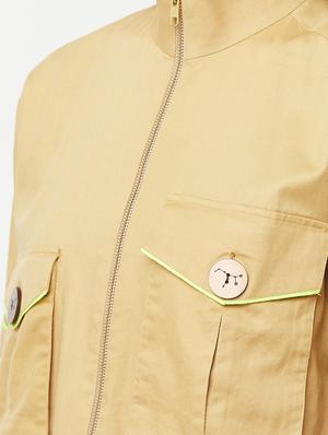stand collar solid long shirt - 18324823 - Standard Image - 5