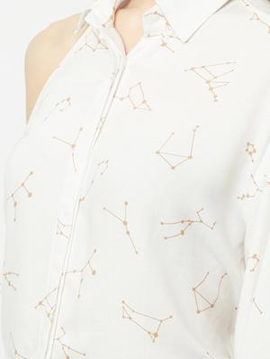 single cold shoulder printed shirt - 18324825 - Standard Image - 5