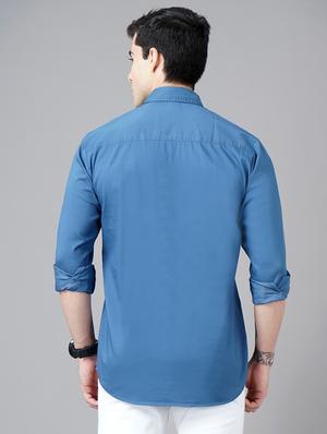 light-blue color-blocked casual shirt - 18325007 - Standard Image - 3