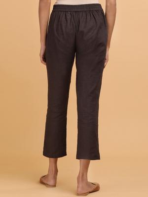 brown solid flat front trouser - 18325164 - Standard Image - 3