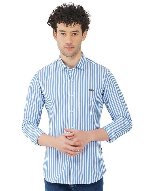 blue striped casual shirt - 18325850 - Standard Image - 1