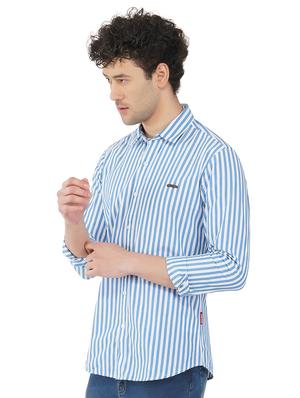 blue striped casual shirt - 18325850 - Standard Image - 2