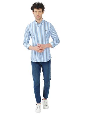 blue striped casual shirt - 18325850 - Standard Image - 3