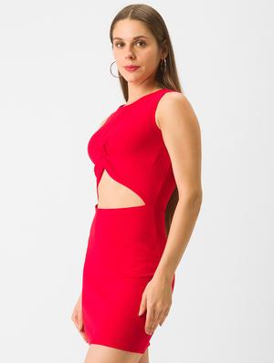 cut out detail solid bodycon dress - 18326060 - Standard Image - 2