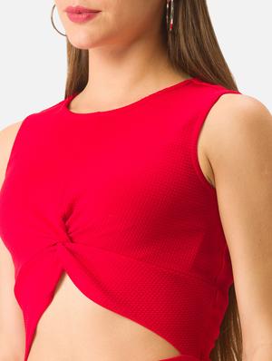 cut out detail solid bodycon dress - 18326060 - Standard Image - 5