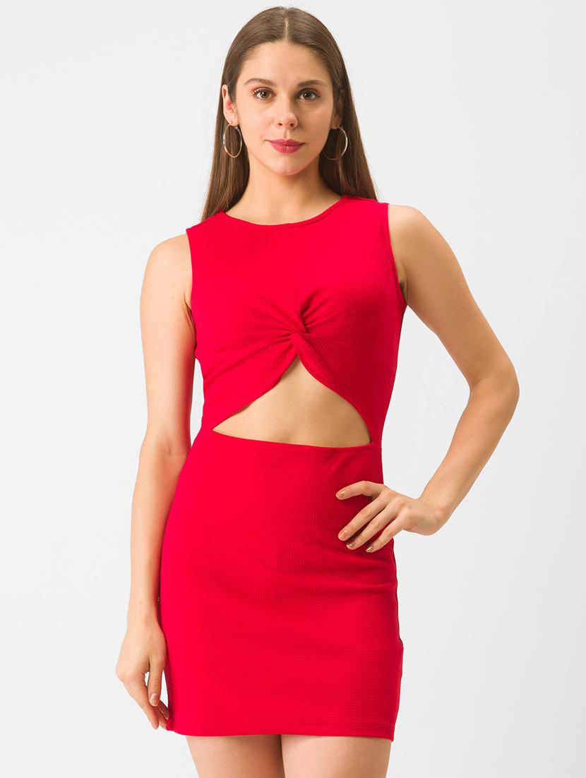 cut out detail solid bodycon dress - 18326060 - Zoom Image - 1