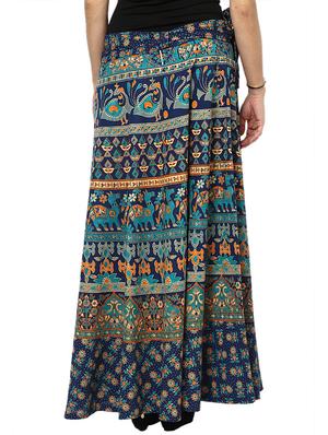 blue printed flared skirt - 18327739 - Standard Image - 3