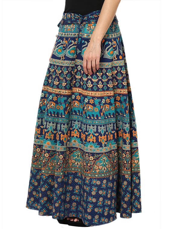blue printed flared skirt - 18327739 - Zoom Image - 2