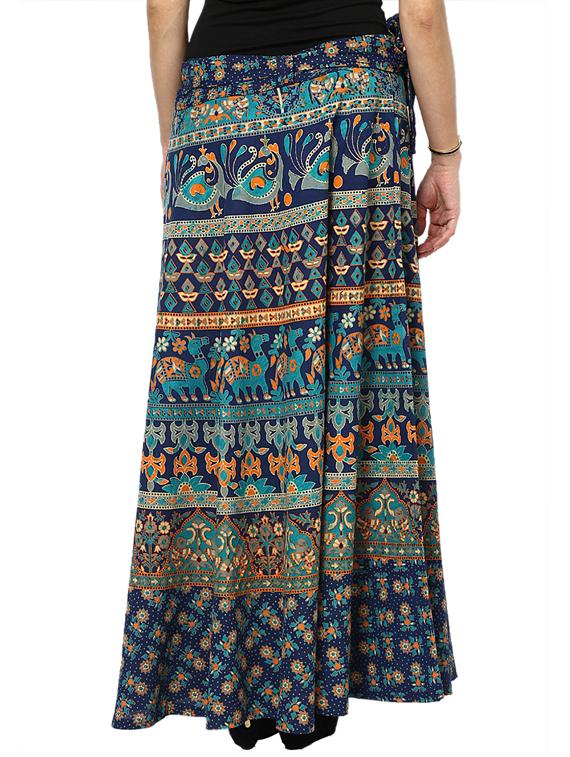 blue printed flared skirt - 18327739 - Zoom Image - 3