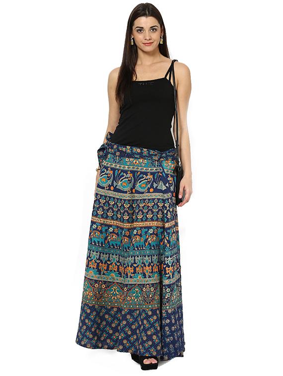 blue printed flared skirt - 18327739 - Zoom Image - 4