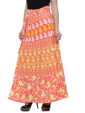 orange printed flared skirt - 18327748 - Standard Image - 2