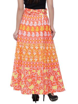 orange printed flared skirt - 18327748 - Standard Image - 3