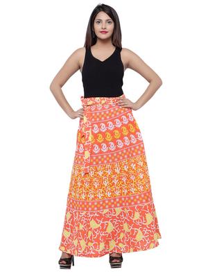 orange printed flared skirt - 18327748 - Standard Image - 4