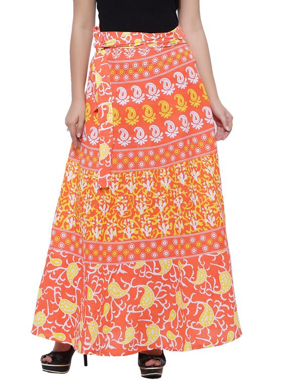orange printed flared skirt - 18327748 - Zoom Image - 1