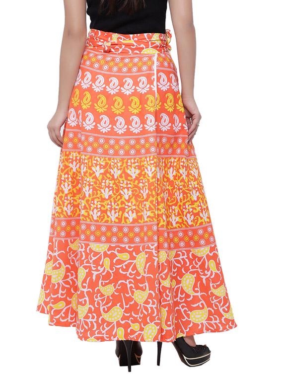 orange printed flared skirt - 18327748 - Zoom Image - 3