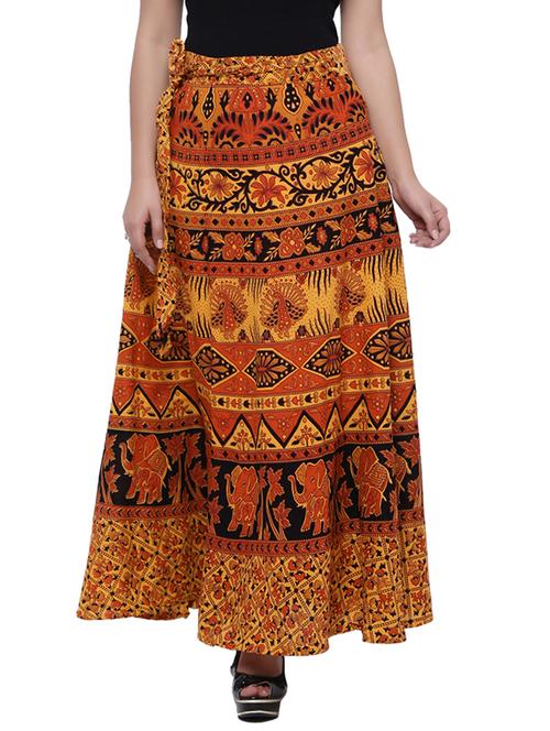 yellow printed flared skirt - 18327750 - Standard Image - 1