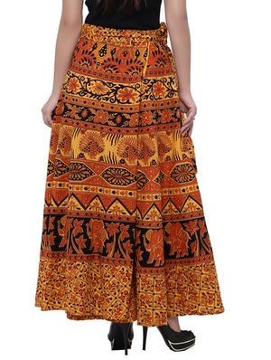 yellow printed flared skirt - 18327750 - Standard Image - 3