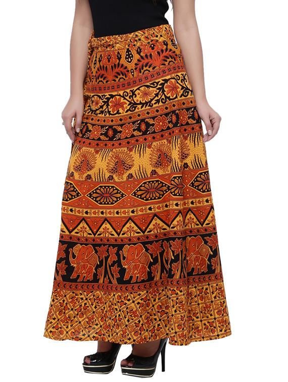 yellow printed flared skirt - 18327750 - Zoom Image - 2