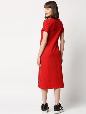 v-neck solid a-line dress - 18328033 - Standard Image - 4