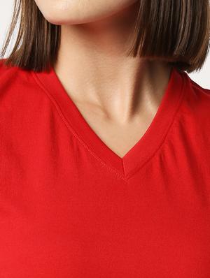 v-neck solid a-line dress - 18328033 - Standard Image - 5