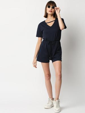 v-neck solid romper jumpsuit - 18328040 - Standard Image - 4