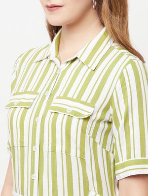 tie front striped full leg jumpsuit - 18328631 - Standard Image - 5