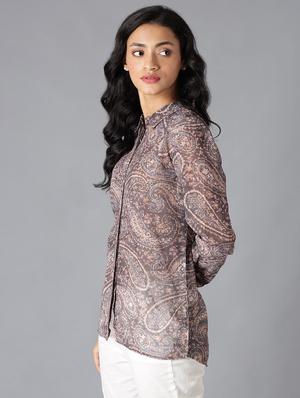 brown paisley regular shirt - 18328669 - Standard Image - 2
