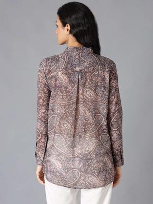 brown paisley regular shirt - 18328669 - Standard Image - 3