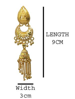 gold brass jhumka earring - 18328880 - Standard Image - 3