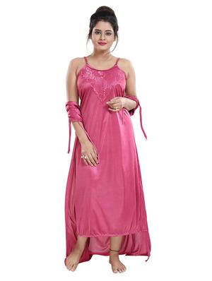 tie front solid combo nightwear set - 18329128 - Standard Image - 2