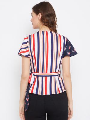 navy blue crepe wrap top - 18329263 - Standard Image - 3