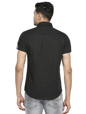 black solid casual shirt - 18329492 - Standard Image - 3