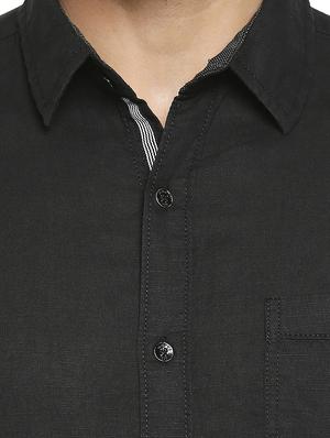 black solid casual shirt - 18329492 - Standard Image - 5