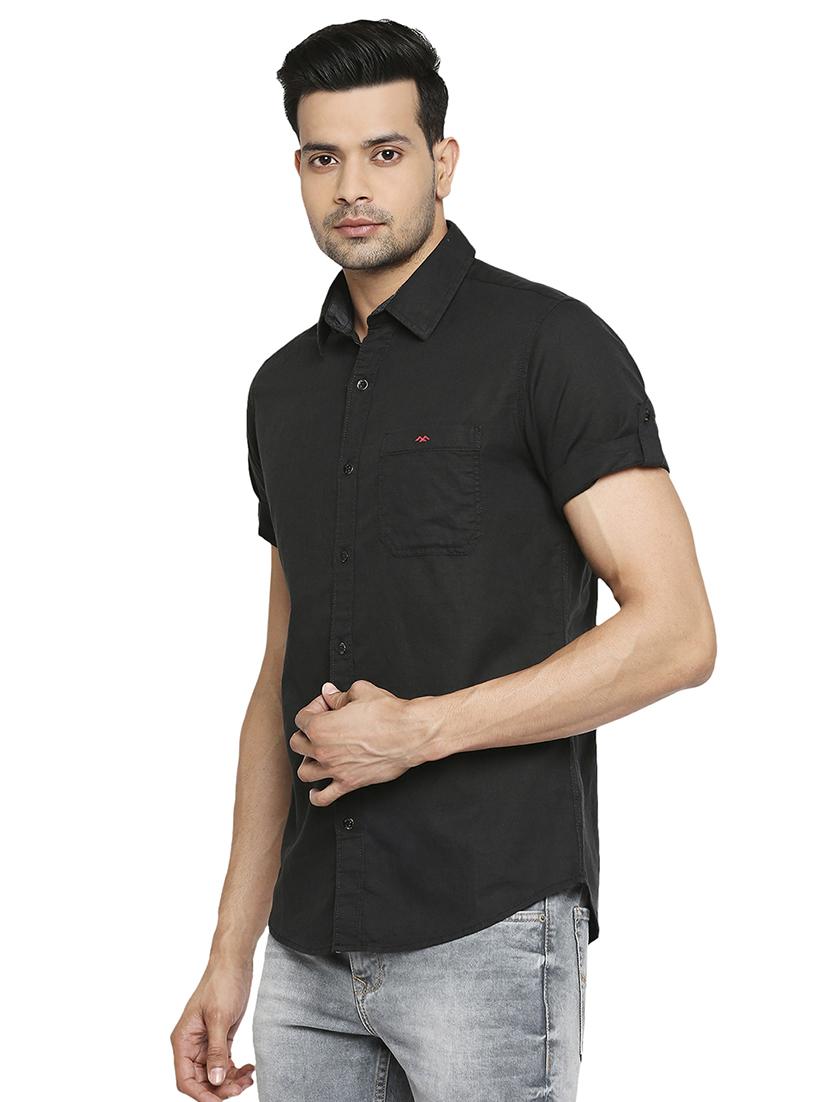 black solid casual shirt - 18329492 - Zoom Image - 2