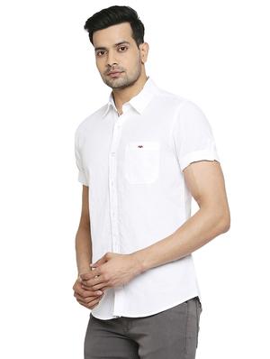 white solid casual shirt - 18329493 - Standard Image - 2