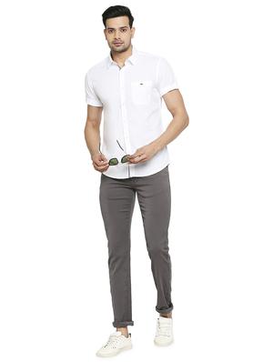 white solid casual shirt - 18329493 - Standard Image - 4