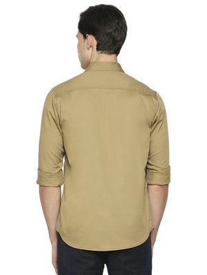 beige solid casual shirt - 18329547 - Standard Image - 3