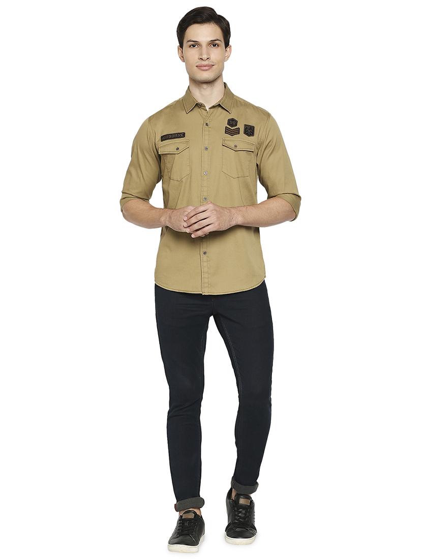 beige solid casual shirt - 18329547 - Zoom Image - 4
