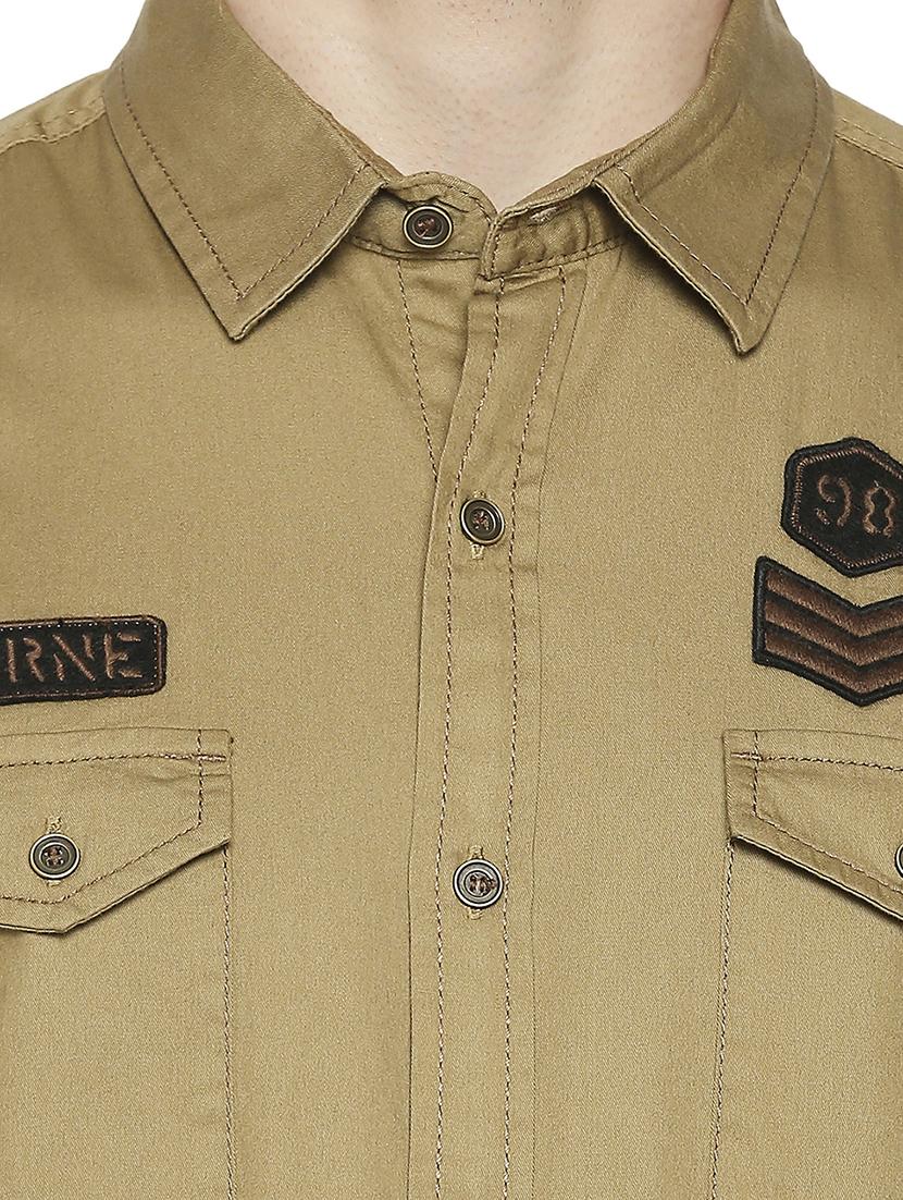 beige solid casual shirt - 18329547 - Zoom Image - 5