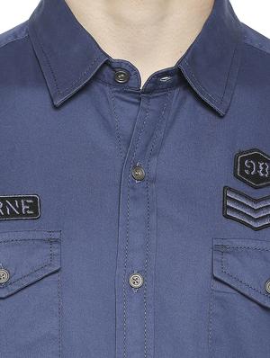 blue solid casual shirt - 18329548 - Standard Image - 5