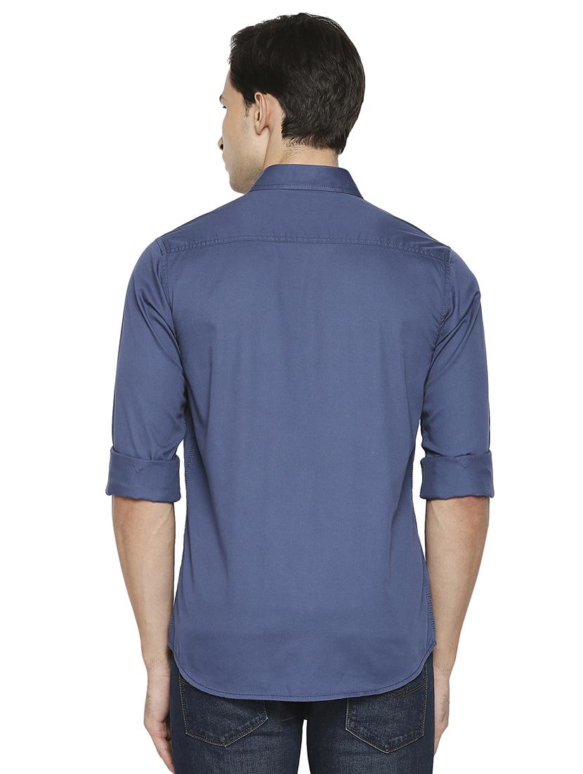 blue solid casual shirt - 18329548 - Zoom Image - 3