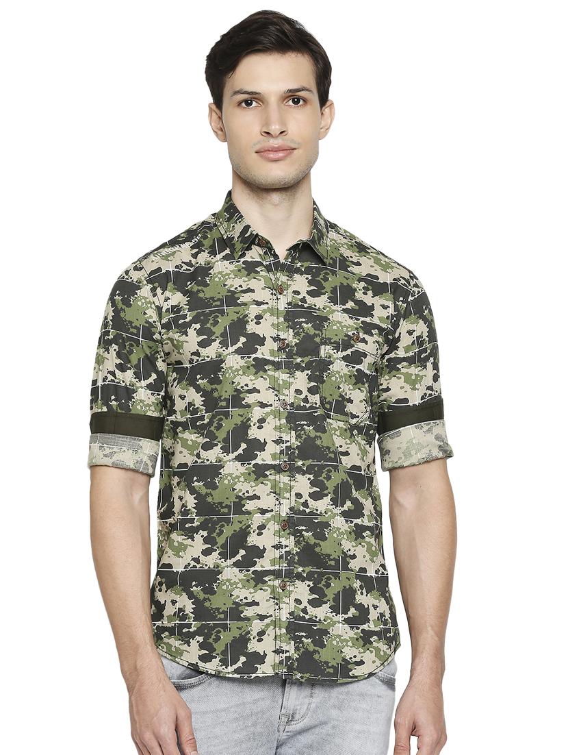 green camouflage casual shirt - 18329650 - Zoom Image - 1
