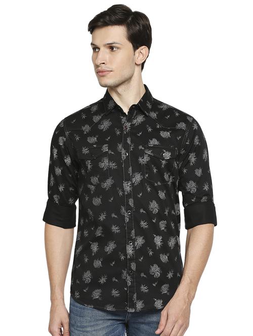 black floral casual shirt - 18329671 - Standard Image - 1