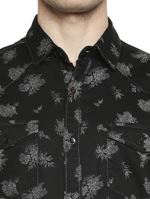 black floral casual shirt - 18329671 - Standard Image - 5